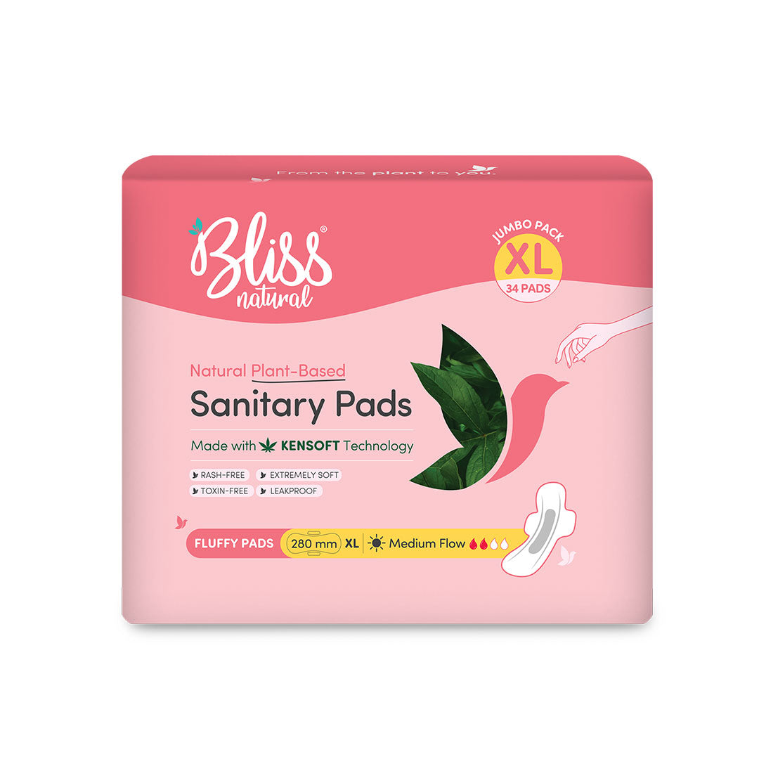 Buy BLISSNATURAL Organic Sanitary Pads For Women, Jumbo Pack, Size - XL