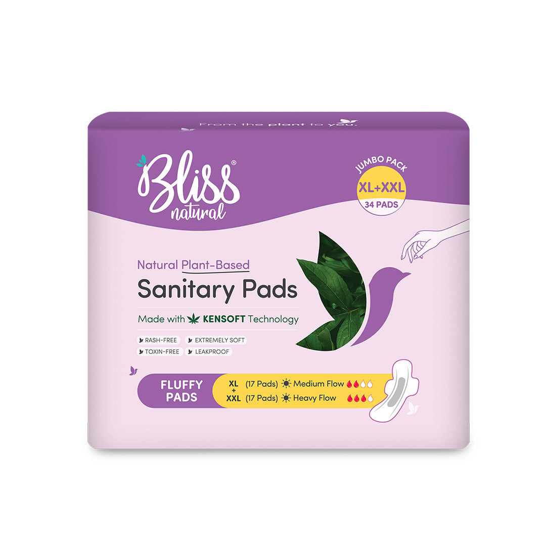 Buy Organic Sanitary Pads - XL  XXL Fluffy-Jumbo (34 Pads) - Bliss Pads