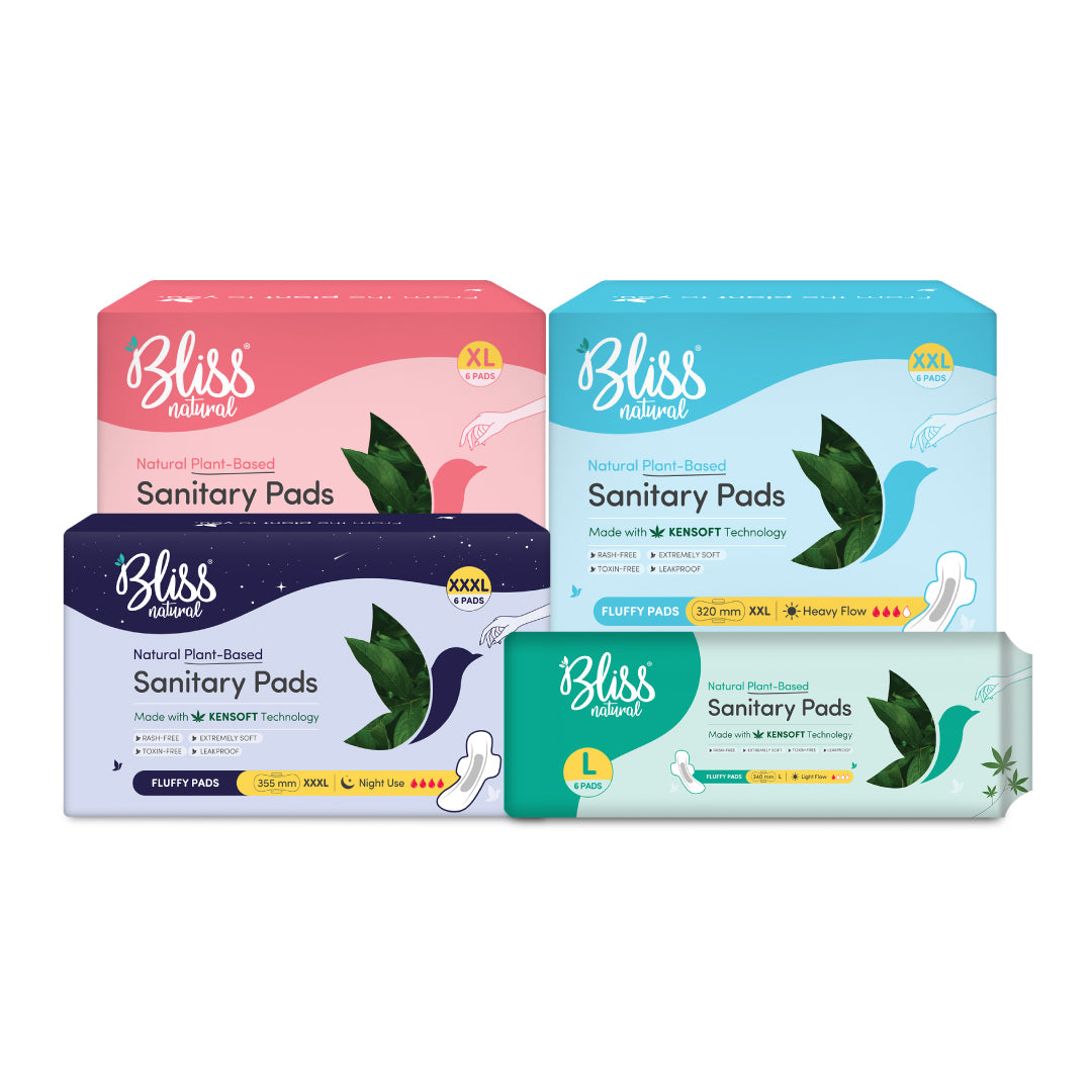 Bliss Organic Sanitary Pads Fluffy L - XL - XXL - XXXL (Each Pack contains 6 Pads)